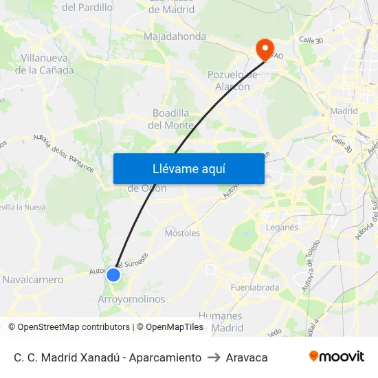 C. C. Madrid Xanadú - Aparcamiento to Aravaca map