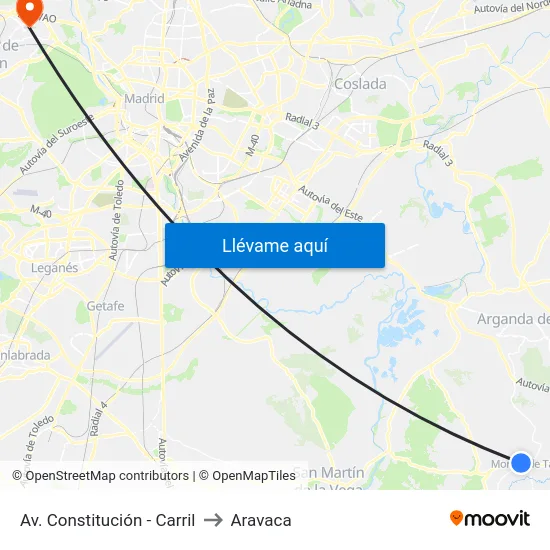 Av. Constitución - Carril to Aravaca map
