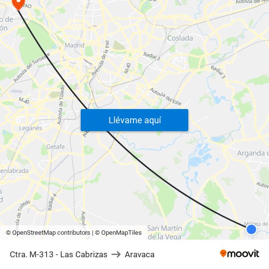 Ctra. M-313 - Las Cabrizas to Aravaca map