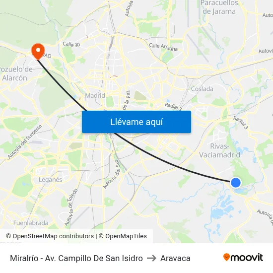 Miralrío - Av. Campillo De San Isidro to Aravaca map