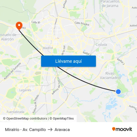 Miralrío - Av. Campillo to Aravaca map