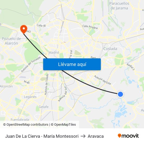 Juan De La Cierva - María Montessori to Aravaca map