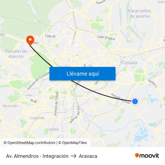 Av. Almendros - Integración to Aravaca map