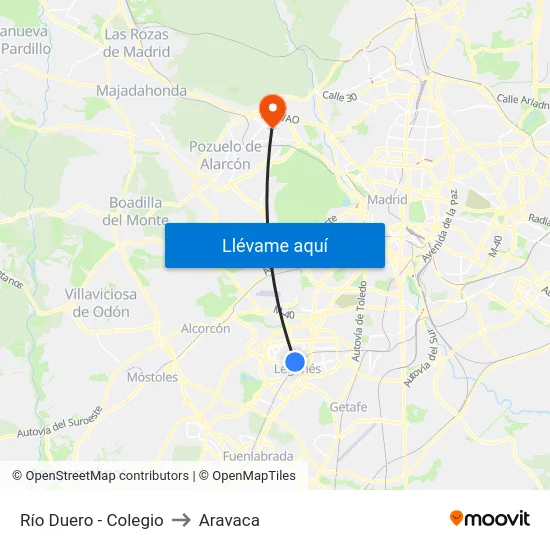 Río Duero - Colegio to Aravaca map