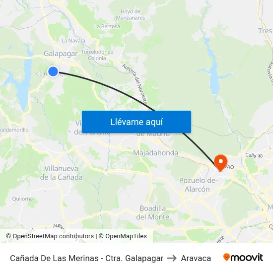 Cañada De Las Merinas - Ctra. Galapagar to Aravaca map