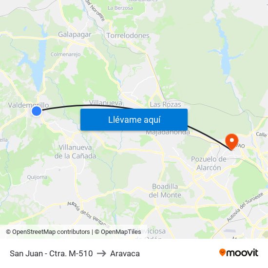 San Juan - Ctra. M-510 to Aravaca map