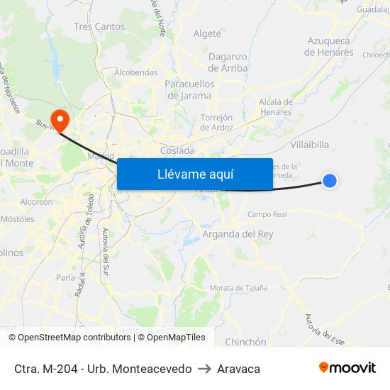 Ctra. M-204 - Urb. Monteacevedo to Aravaca map