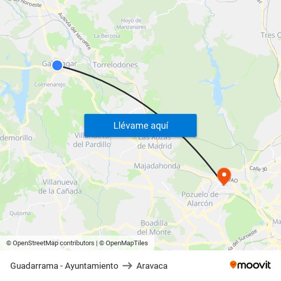 Guadarrama - Ayuntamiento to Aravaca map