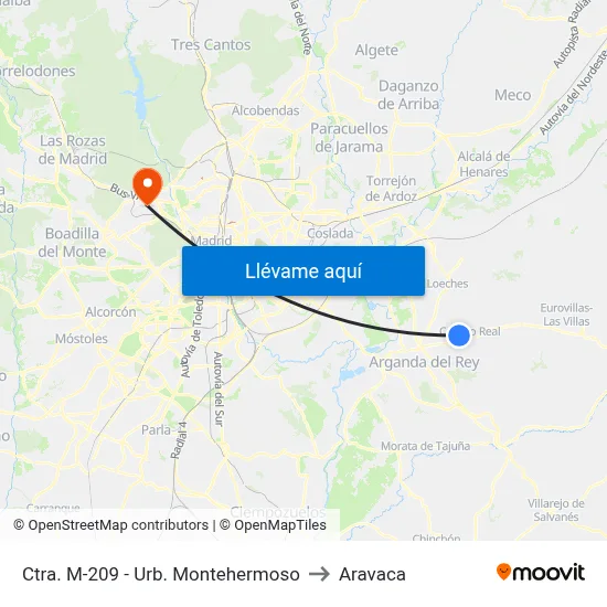 Ctra. M-209 - Urb. Montehermoso to Aravaca map