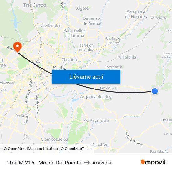 Ctra. M-215 - Molino Del Puente to Aravaca map