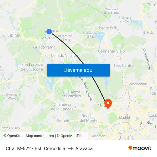 Ctra. M-622 - Est. Cercedilla to Aravaca map