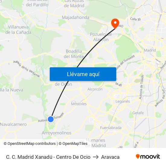 C. C. Madrid Xanadú - Centro De Ocio to Aravaca map