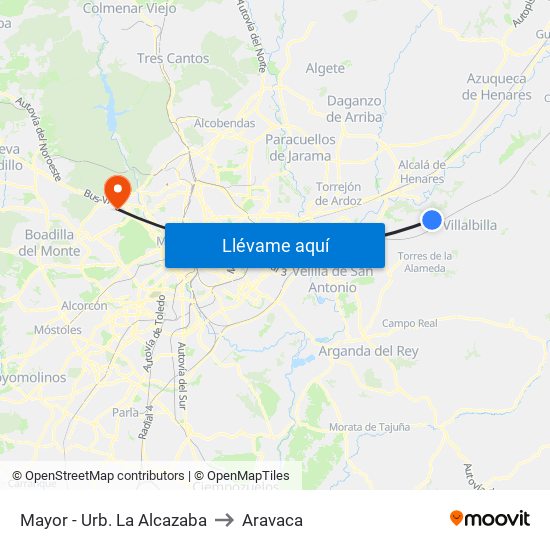 Mayor - Urb. La Alcazaba to Aravaca map