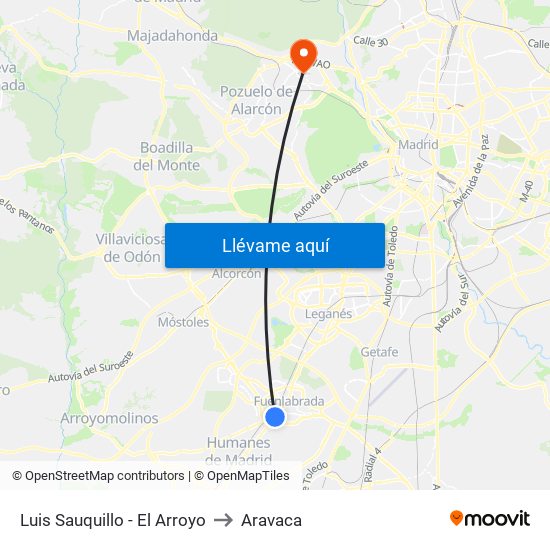 Luis Sauquillo - El Arroyo to Aravaca map