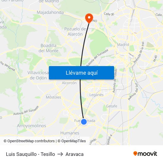 Luis Sauquillo - Tesillo to Aravaca map