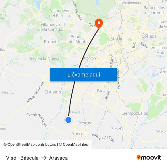 Viso - Báscula to Aravaca map