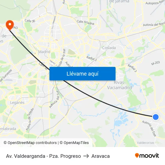 Av. Valdearganda - Pza. Progreso to Aravaca map