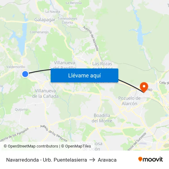 Navarredonda - Urb. Puentelasierra to Aravaca map