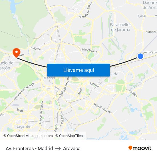 Av. Fronteras - Madrid to Aravaca map