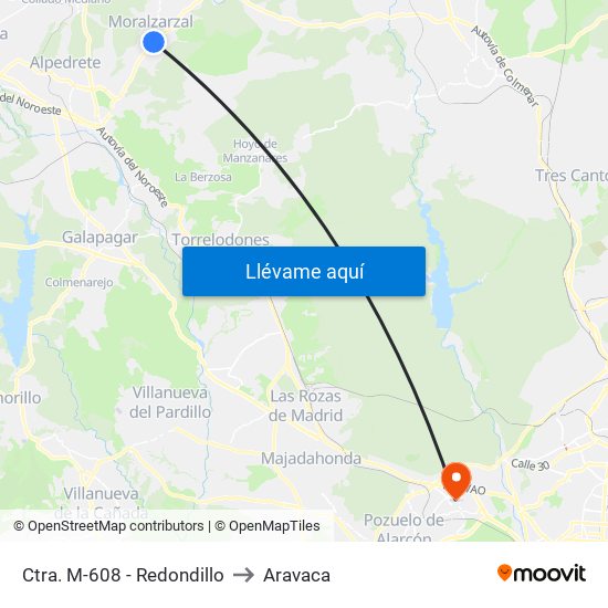 Ctra. M-608 - Redondillo to Aravaca map