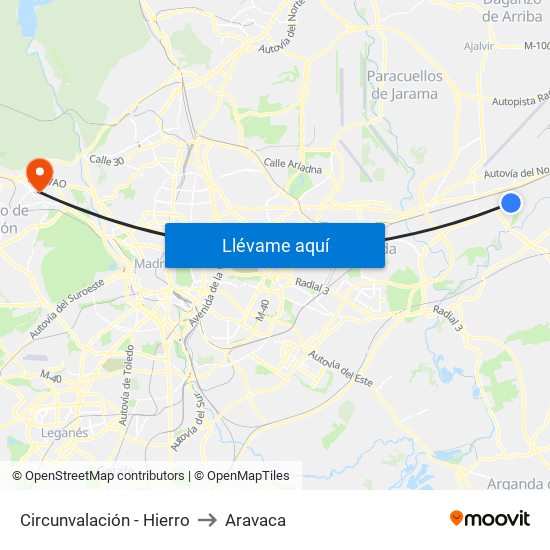 Circunvalación - Hierro to Aravaca map