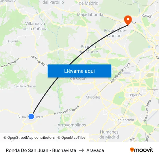 Ronda De San Juan - Buenavista to Aravaca map
