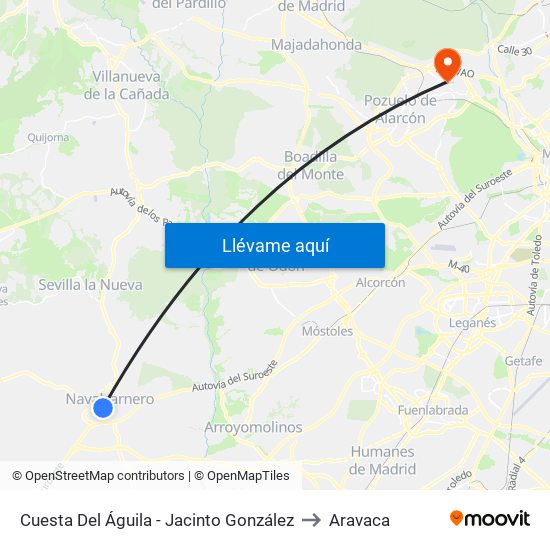 Cuesta Del Águila - Jacinto González to Aravaca map