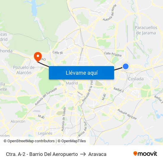 Ctra. A-2 - Barrio Del Aeropuerto to Aravaca map