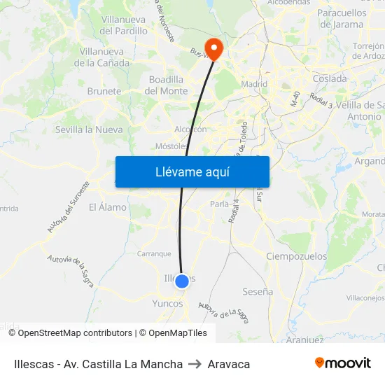 Illescas - Av. Castilla La Mancha to Aravaca map