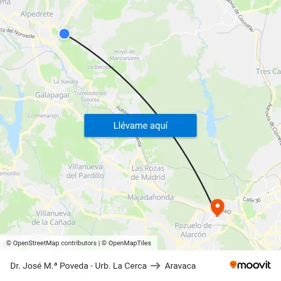 Dr. José M.ª Poveda - Urb. La Cerca to Aravaca map
