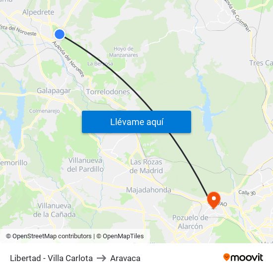 Libertad - Villa Carlota to Aravaca map