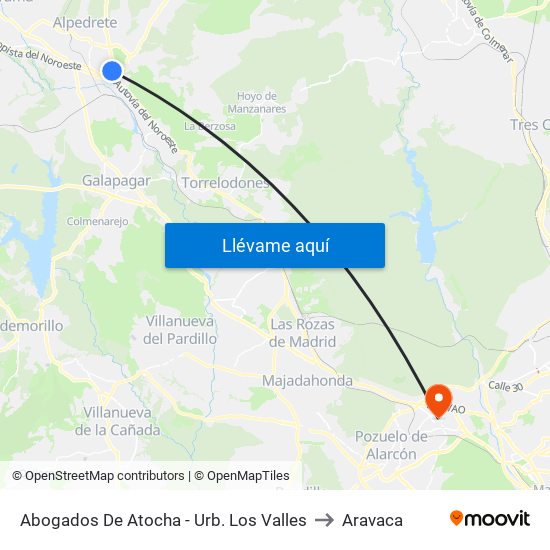 Abogados De Atocha - Urb. Los Valles to Aravaca map