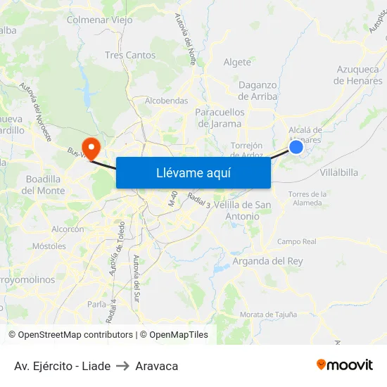 Av. Ejército - Liade to Aravaca map