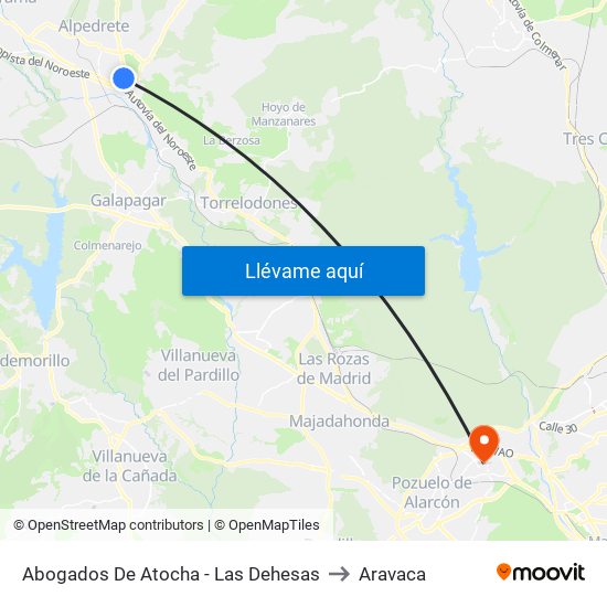 Abogados De Atocha - Las Dehesas to Aravaca map