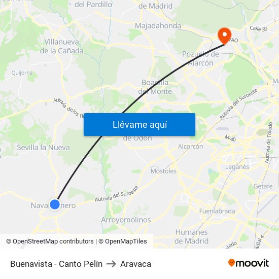 Buenavista - Canto Pelín to Aravaca map