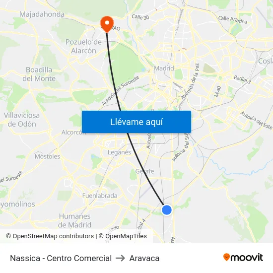 Nassica - Centro Comercial to Aravaca map