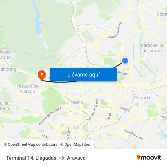 Terminal T4, Llegadas to Aravaca map