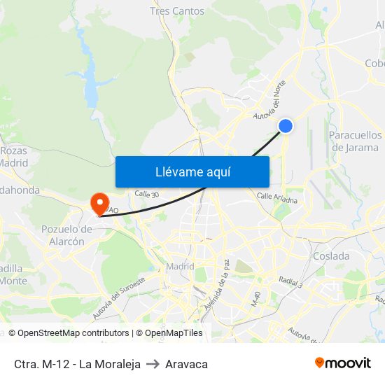 Ctra. M-12 - La Moraleja to Aravaca map