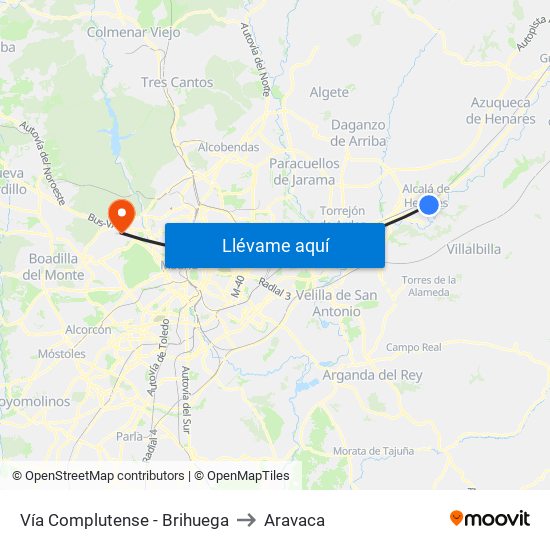 Vía Complutense - Brihuega to Aravaca map