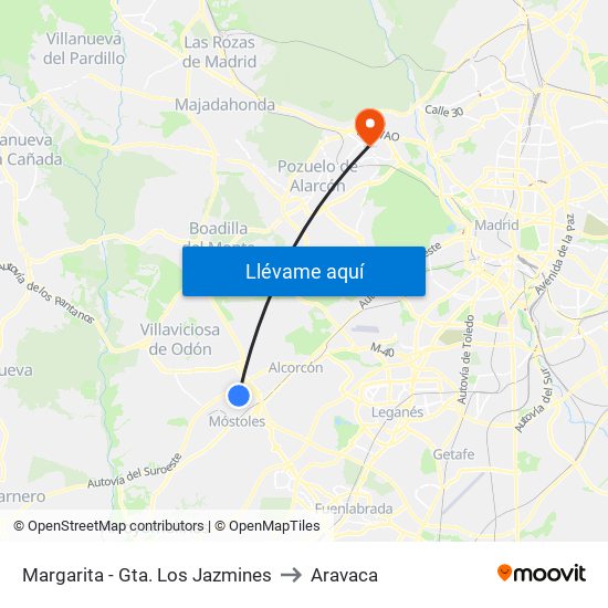 Margarita - Gta. Los Jazmines to Aravaca map