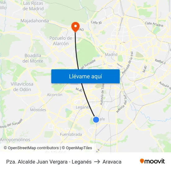 Pza. Alcalde Juan Vergara - Leganés to Aravaca map