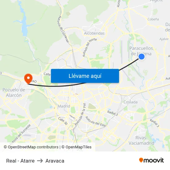 Real - Atarre to Aravaca map