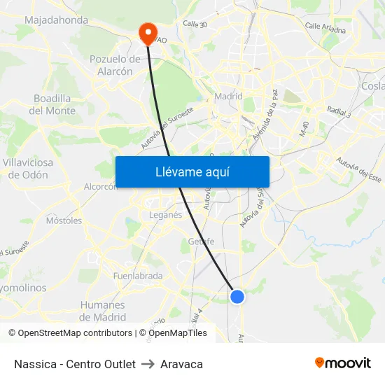 Nassica - Centro Outlet to Aravaca map