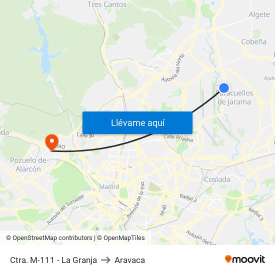 Ctra. M-111 - La Granja to Aravaca map