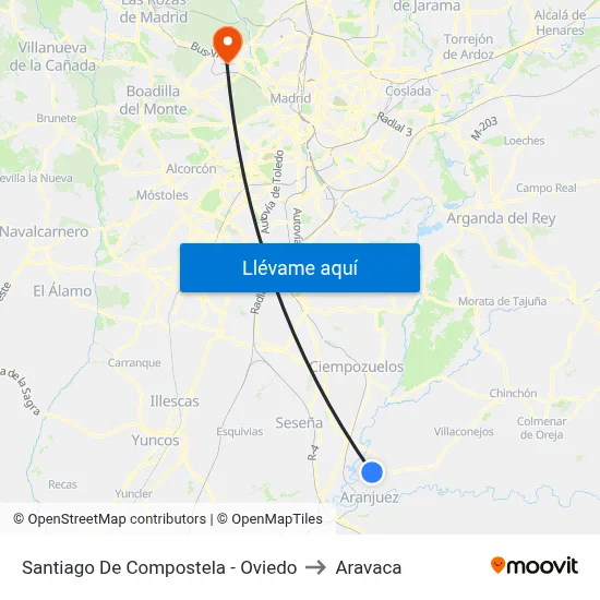 Santiago De Compostela - Oviedo to Aravaca map