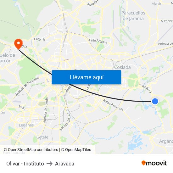 Olivar - Instituto to Aravaca map