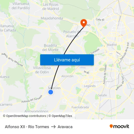 Alfonso XII - Río Tormes to Aravaca map