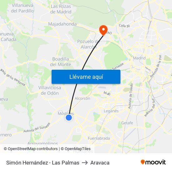 Simón Hernández - Las Palmas to Aravaca map