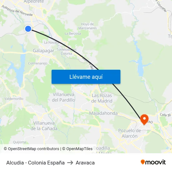 Alcudia - Colonia España to Aravaca map