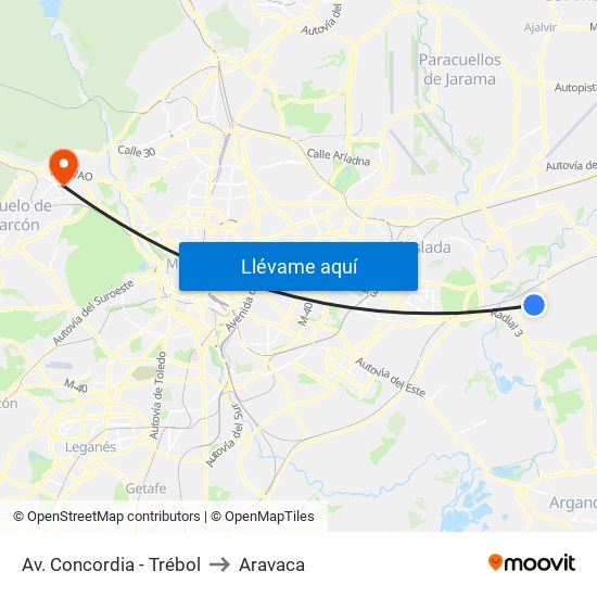 Av. Concordia - Trébol to Aravaca map